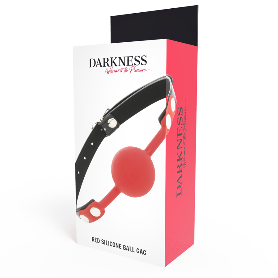 Bavaglio BDSM in Silicone Darkness — Cinturini in Pelle, Rosso