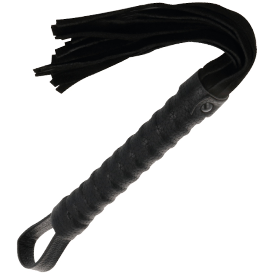 Frusta Bondage Darkness — Manico in Pelle, Nera