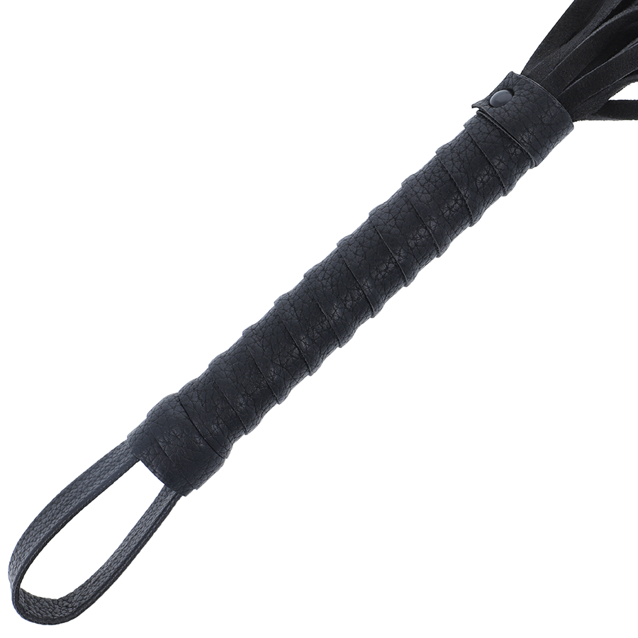 Frusta Bondage Darkness — Manico in Pelle, Nera