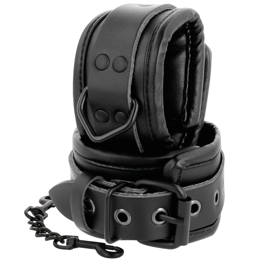 Manette BDSM Caviglia Regolabili Darkness — Ecopelle Nera