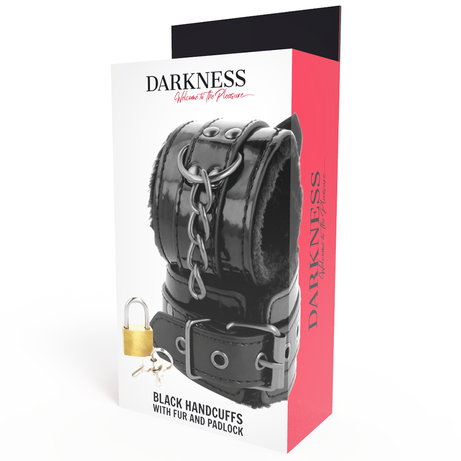 Manette BDSM Regolabili Darkness — Pelle PVC, Lucchetto Incluso