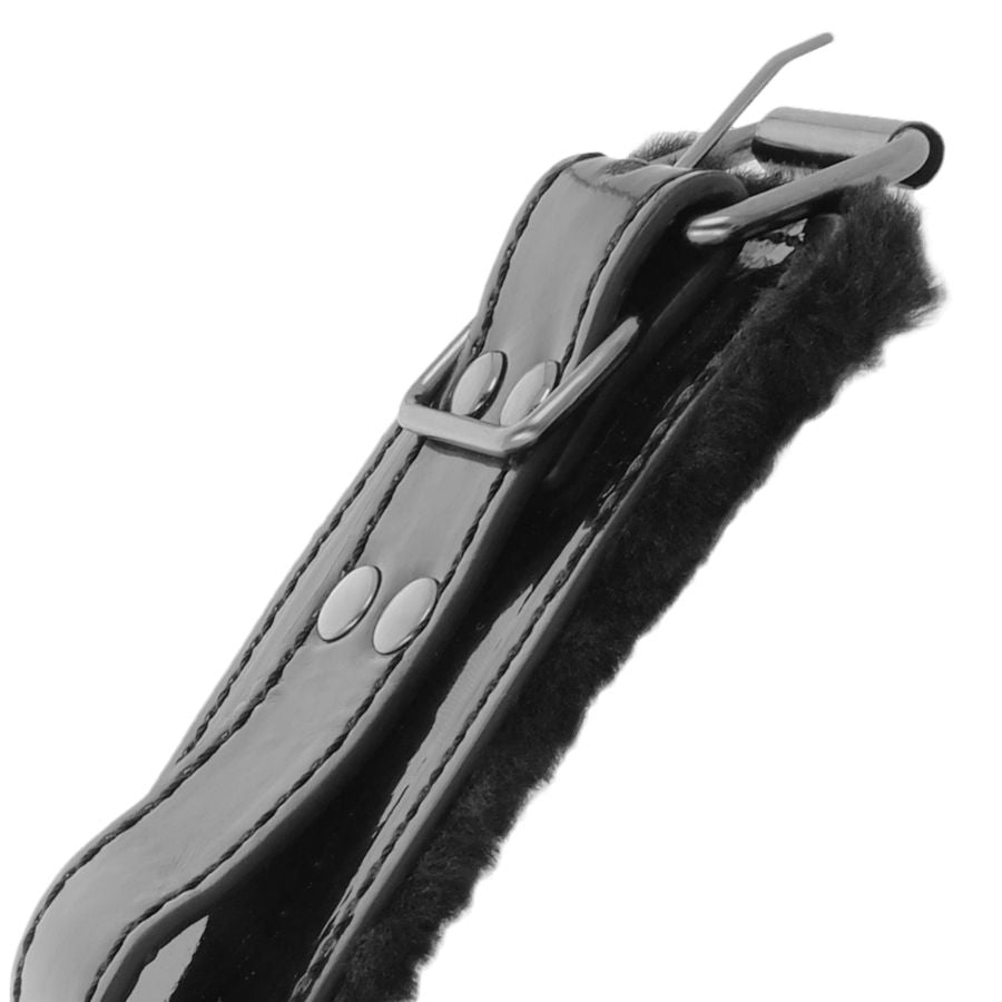 Manette BDSM Caviglia Regolabili Darkness — Pelle PVC, Nero
