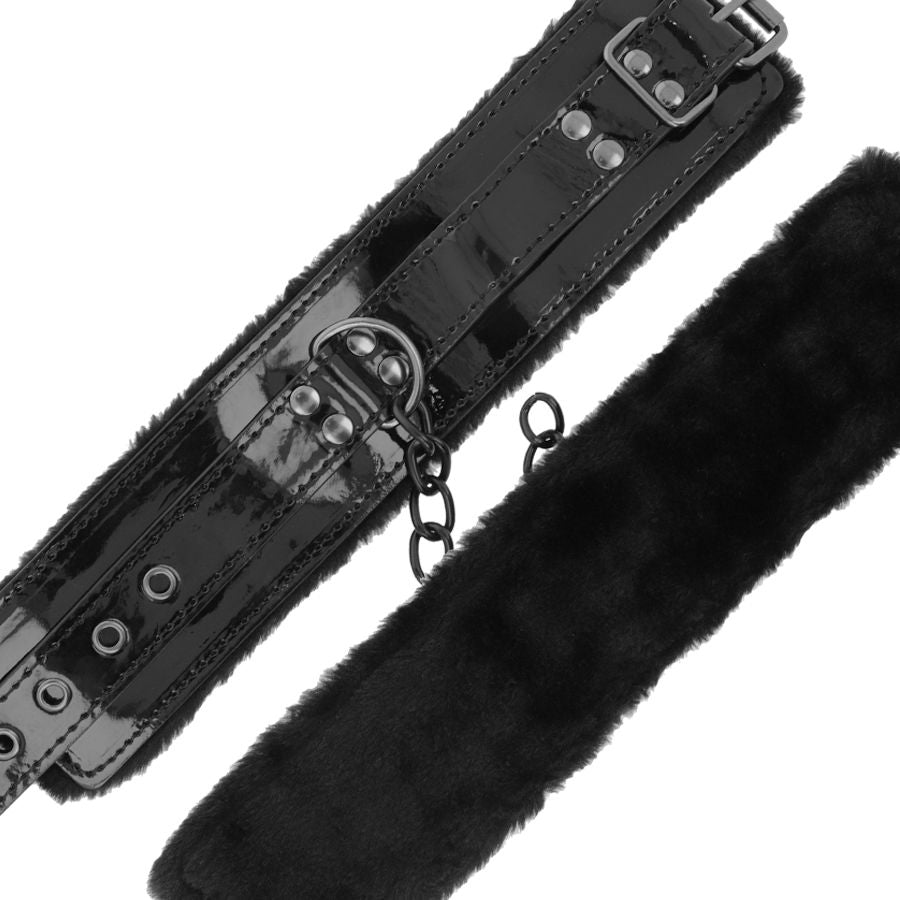 Manette BDSM Caviglia Regolabili Darkness — Pelle PVC, Nero