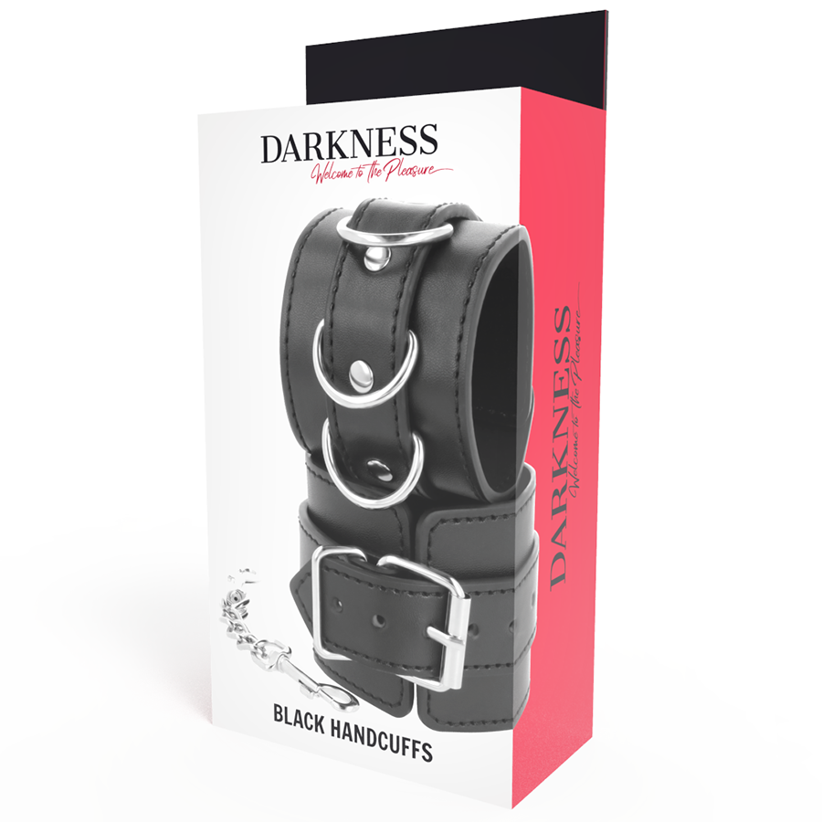 Manette BDSM in Pelle PVC Darkness — Polsini Regolabili, Nero
