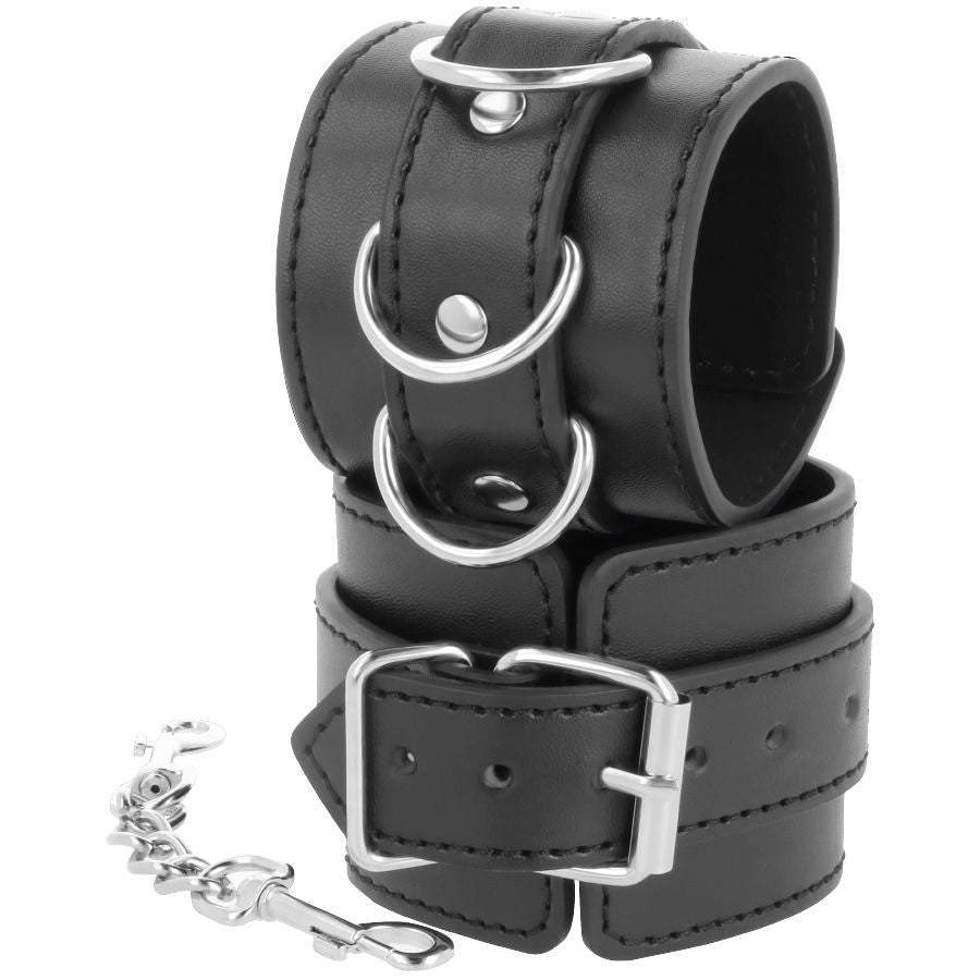 Manette BDSM in Pelle PVC Darkness — Polsini Regolabili, Nero