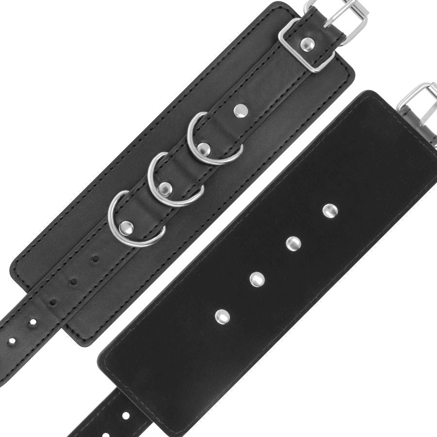 Manette BDSM Caviglia Regolabili Darkness — Pelle PVC Nera