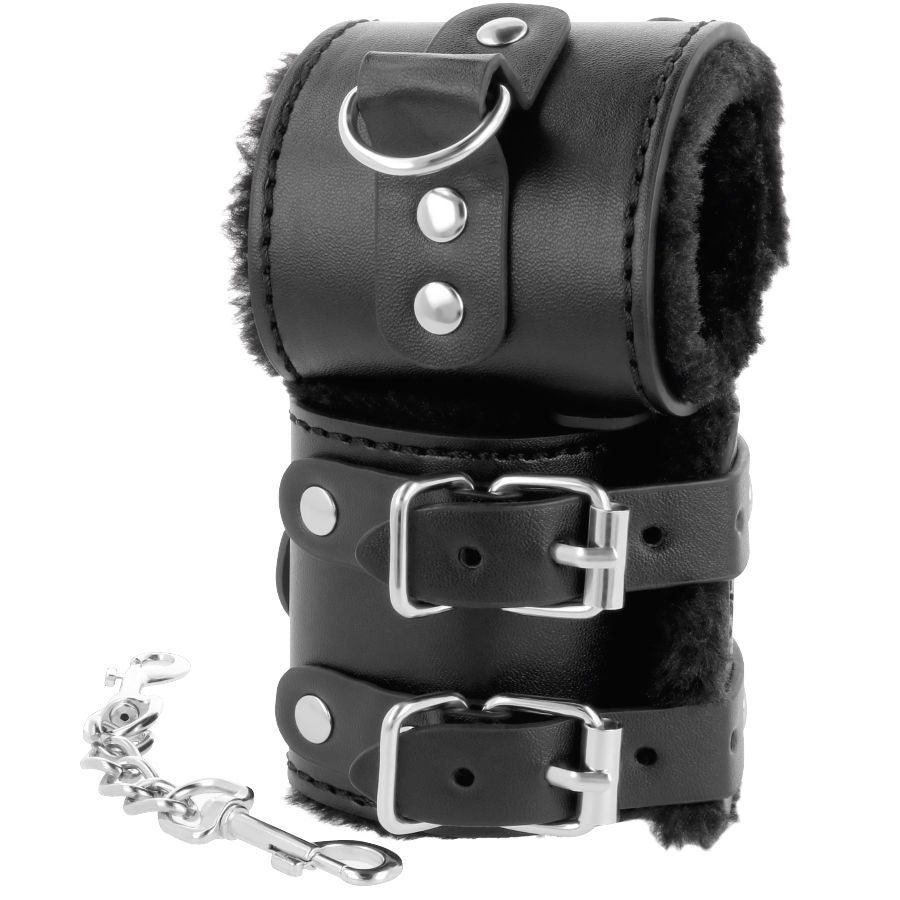 Manette BDSM Regolabili in Pelle Darkness — Polsini Neri