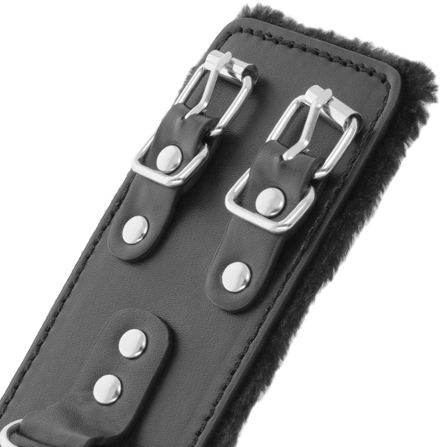 Manette BDSM Regolabili in Pelle Darkness — Polsini Neri