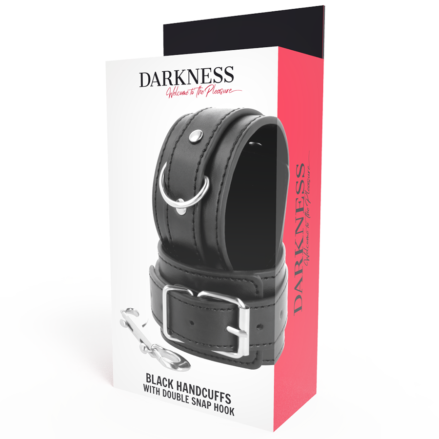 Manette BDSM Regolabili Darkness — Pelle PVC, Doppio Rinforzo