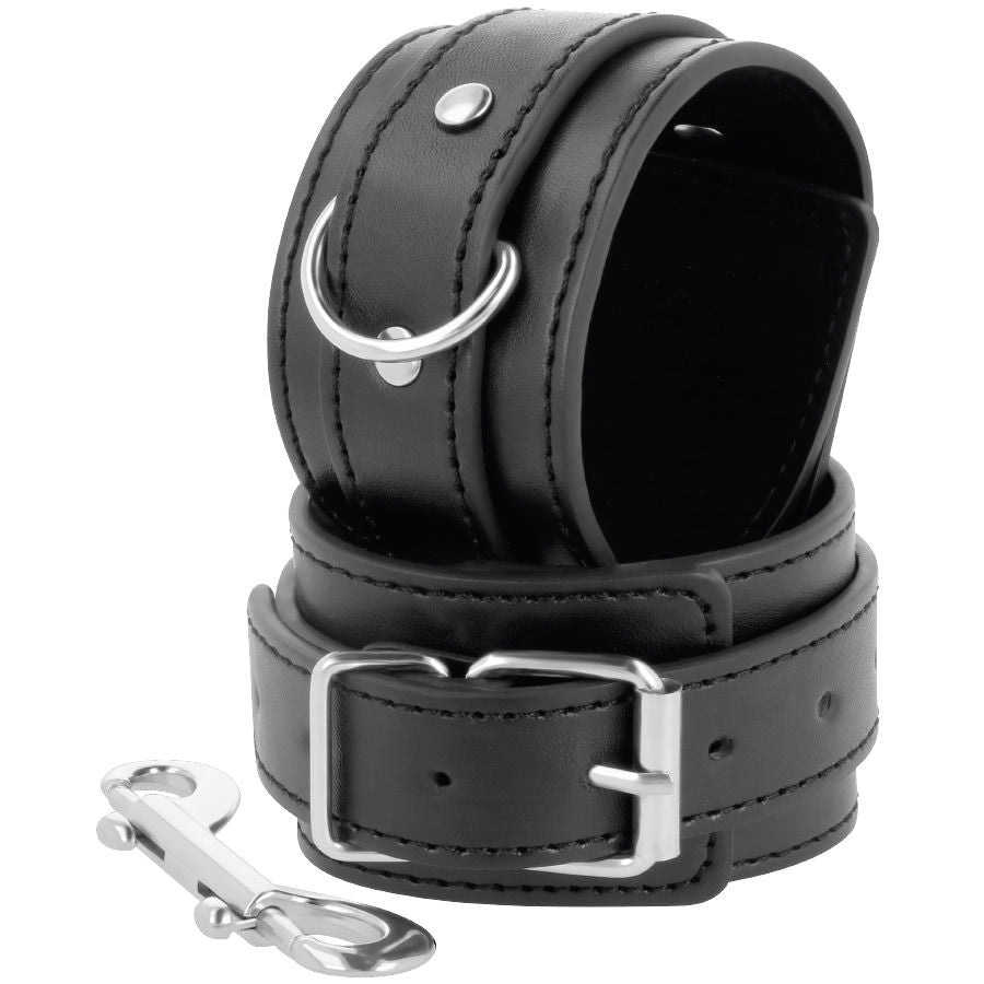 Manette BDSM Regolabili Darkness — Pelle PVC, Doppio Rinforzo