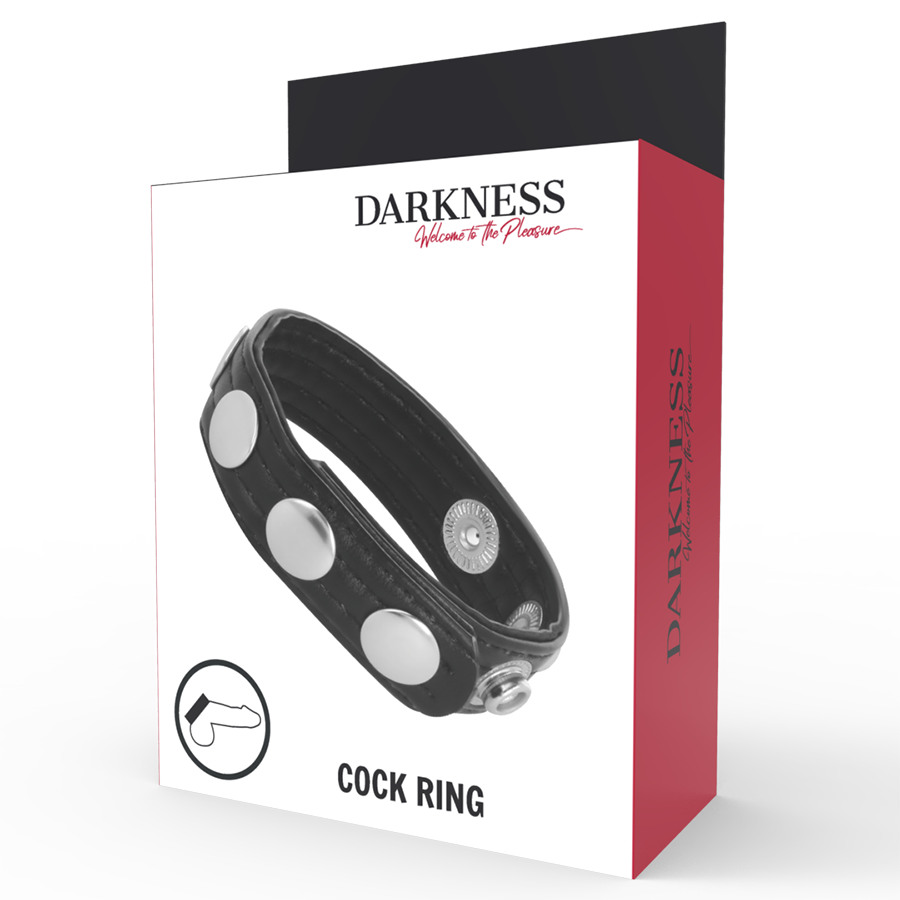 Anello Fallico Regolabile in Pelle Darkness — 5 Posizioni