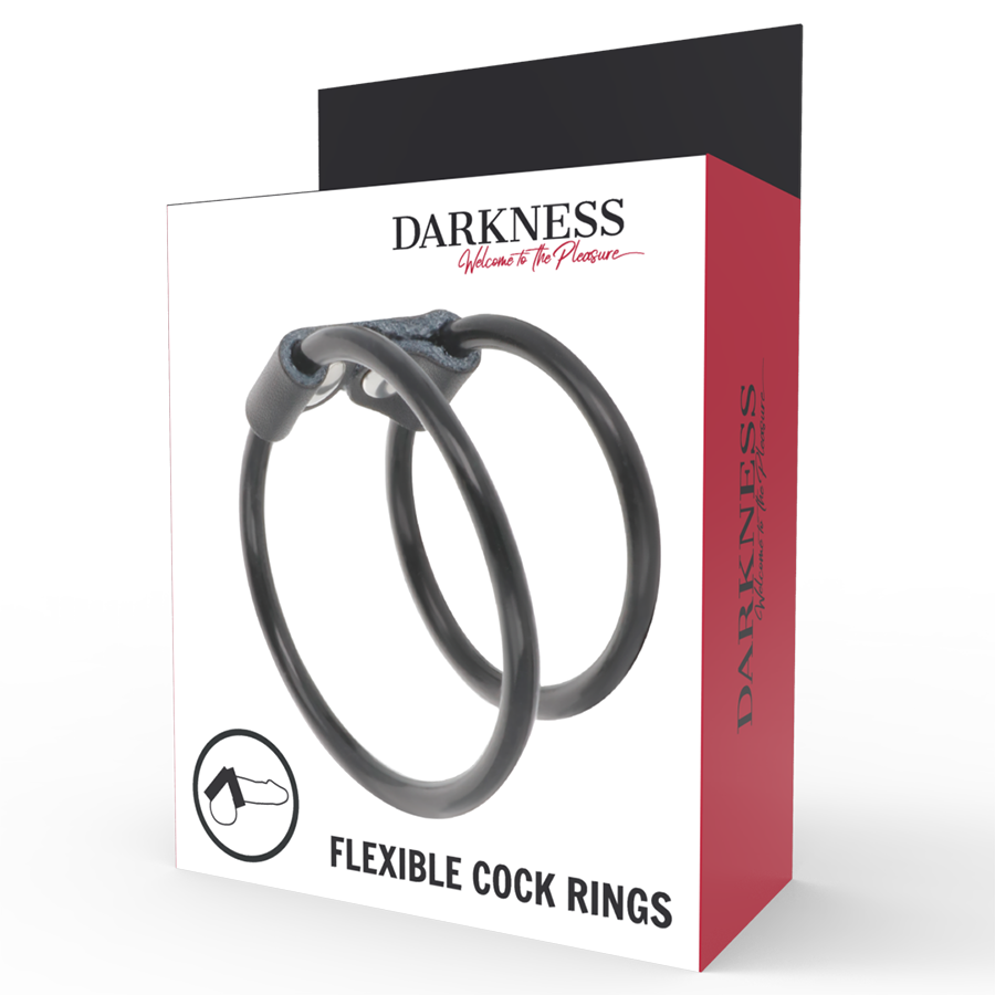 Anello Fallico Doppio Ritardante Darkness — Pelle e Gomma