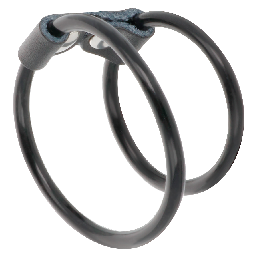 Anello Fallico Doppio Ritardante Darkness — Pelle e Gomma