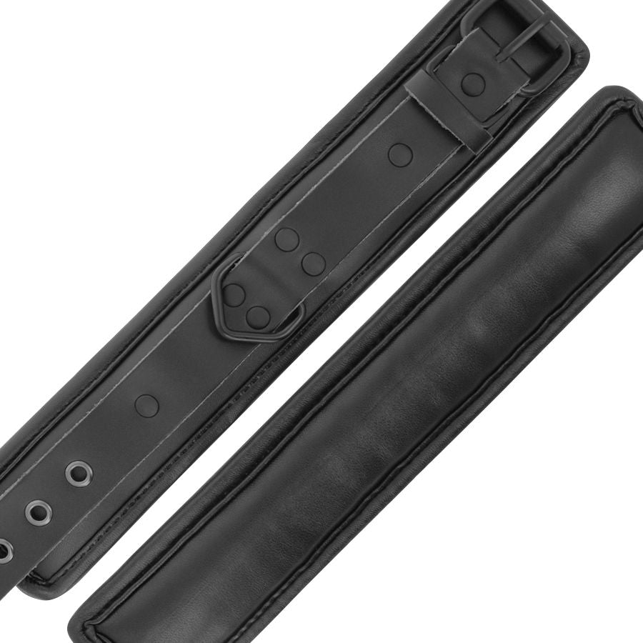 Kit Bondage Collare e Manette in Pelle Darkness — Nero