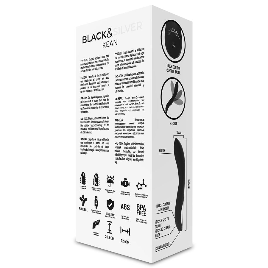 Vibratore Touch Control Black&Silver Kean — Silicone, USB
