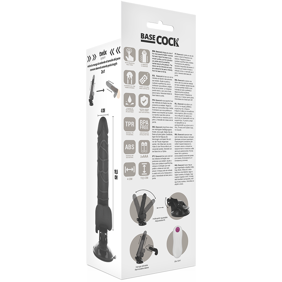Dildo Realistico Vibrante Basecock — Telecomando, 19.5 cm
