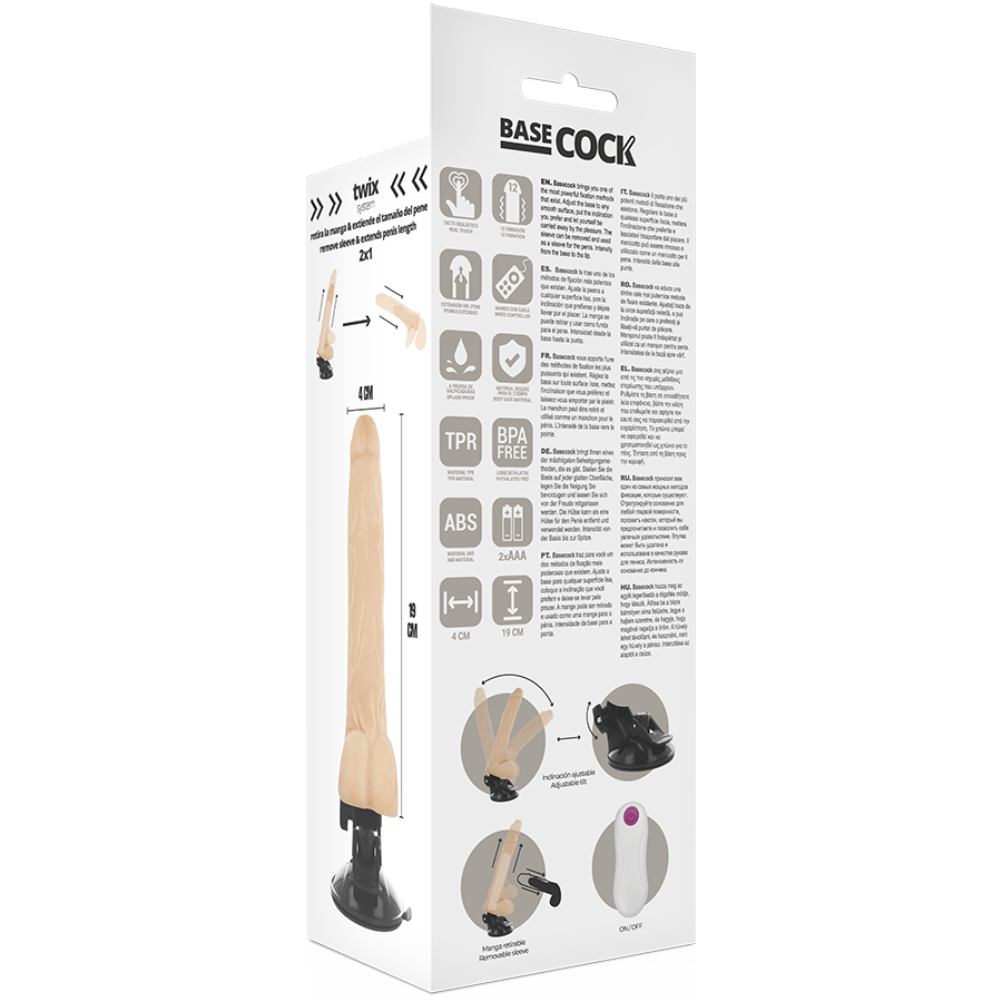Dildo Realistico Vibrante con Telecomando Basecock — 19 cm