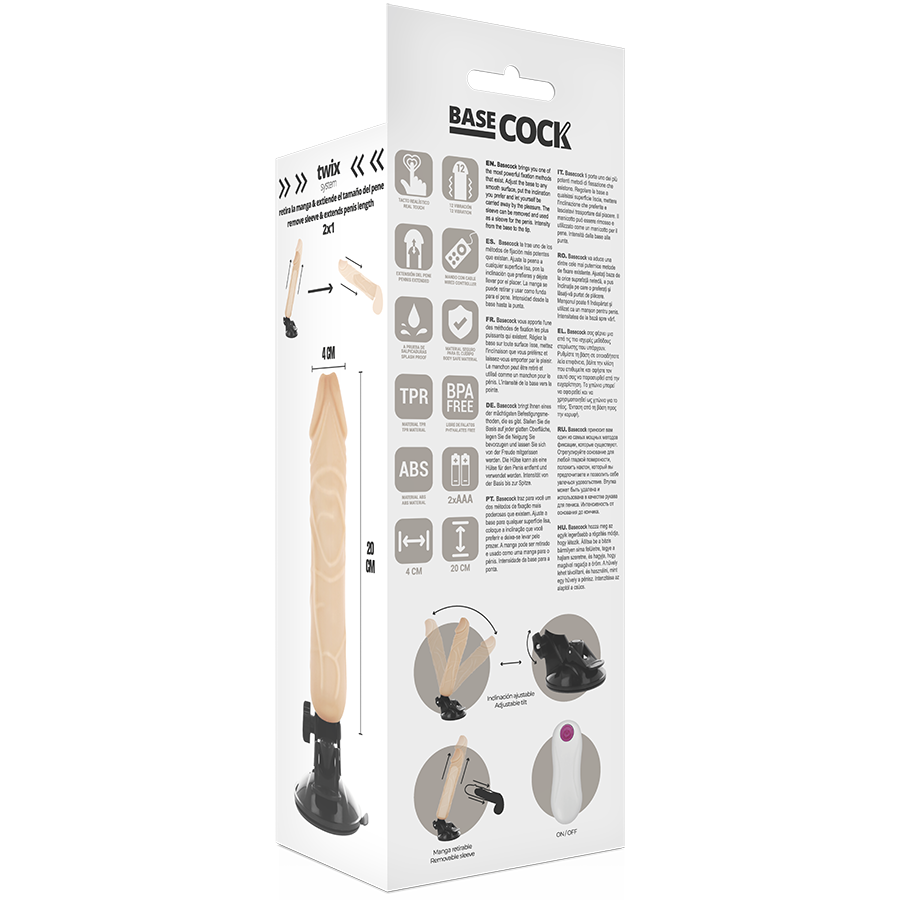 Dildo Realistico Vibrante con Telecomando Basecock — 20 cm