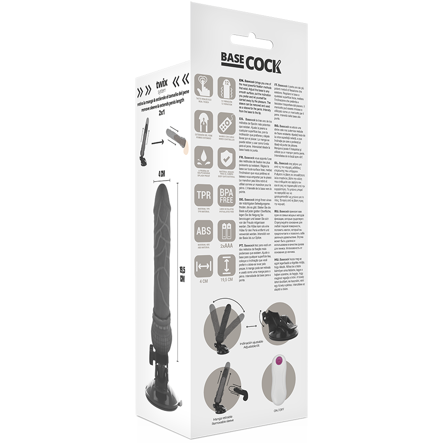 Dildo Realistico Vibrante con Telecomando Basecock — 19.5 cm