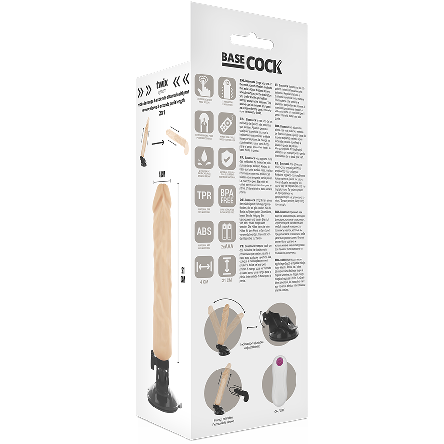 Dildo Realistico Vibrante con Telecomando Basecock — 21 cm
