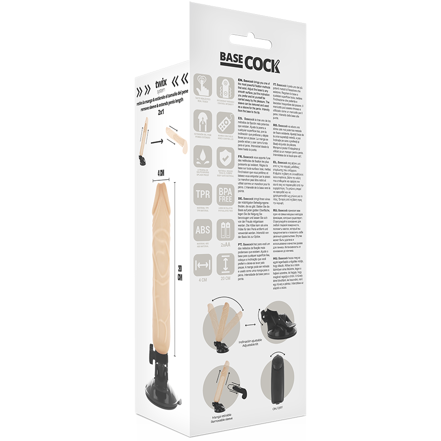 Dildo Realistico Vibrante con Telecomando Basecock — 20 cm