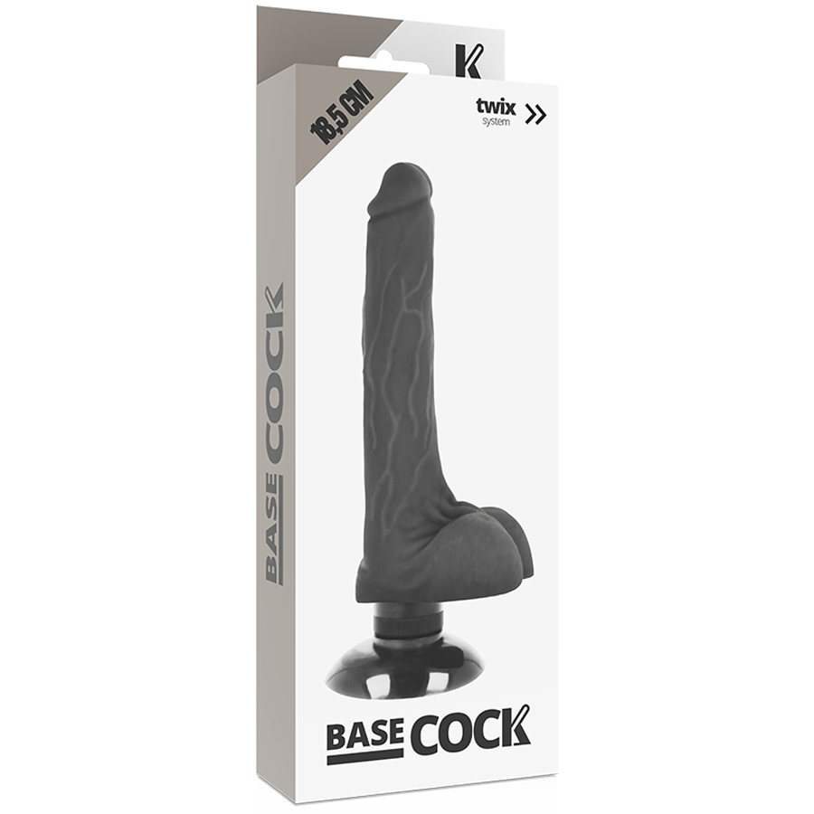 Dildo Realistico Vibrante Basecock 2-1 — 18.5 cm, Nero