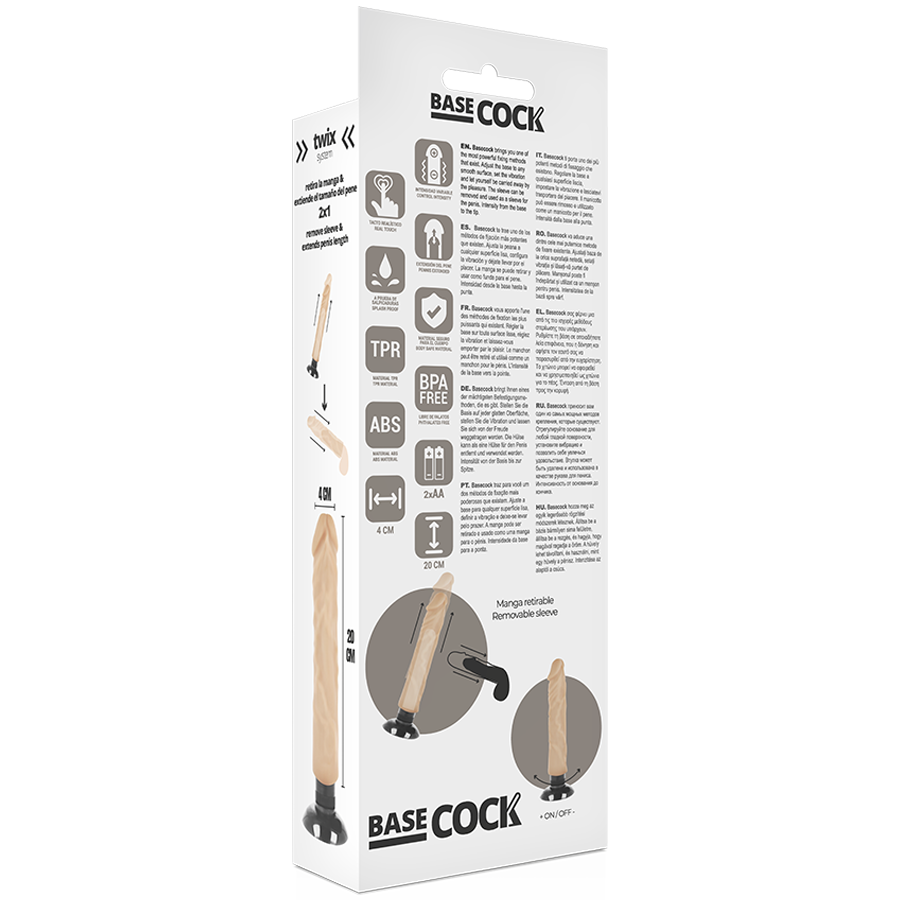 Dildo Realistico Vibrante Basecock 2-in-1 — 20 cm