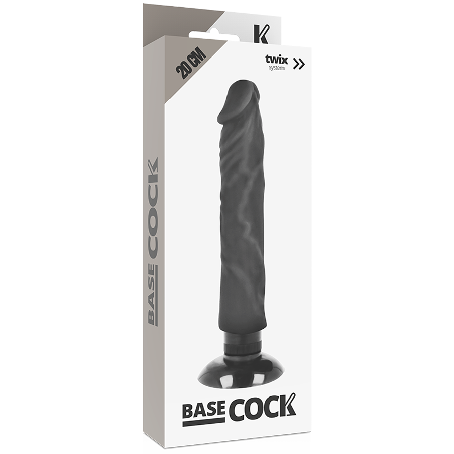 Dildo Realistico Vibrante Basecock 2-in-1 — Nero 20 cm