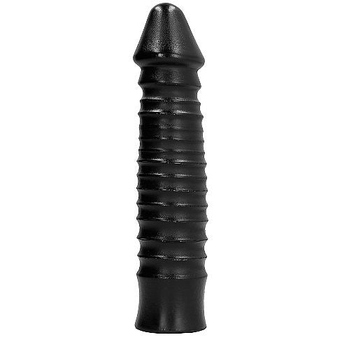 Dildo Realistico Nervato All Black — PVC, 26 cm
