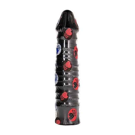Dildo Realistico Nervato All Black — PVC, 26 cm