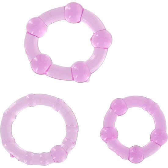 Kit Anelli Fallici in Silicone Seven Creations — 3 Misure, Lilla