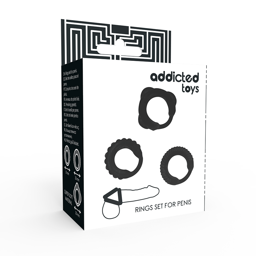 Anello Fallico Set Addicted Toys C-Ring — Nero
