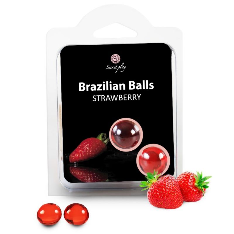 Olio da Massaggio Erotico Secretplay Brasiliana — Fragola, 2 Palle
