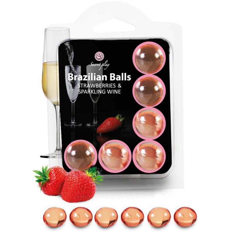 Palline Lubrificanti Brasiliane Secretplay — Fragola, 6 Pz