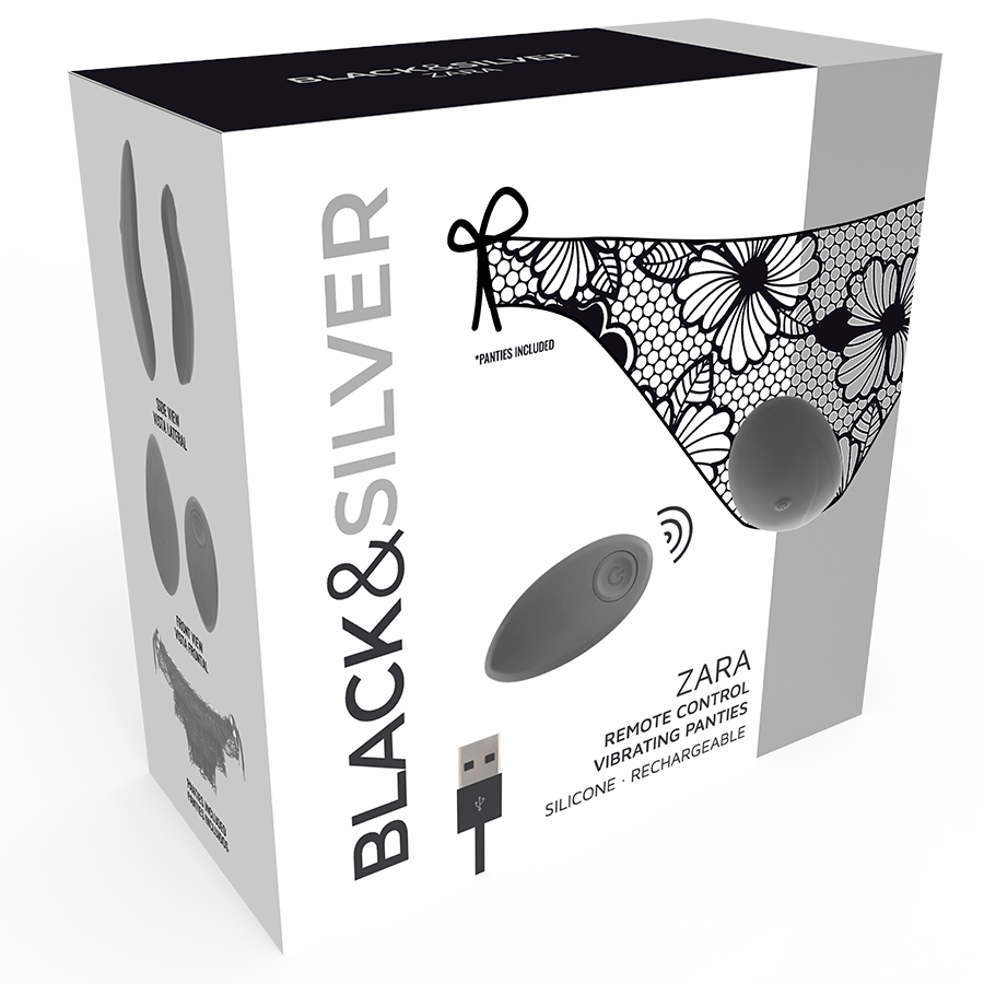 Stimolatore Vaginale Telecomandato Black&Silver Zara — con Slip