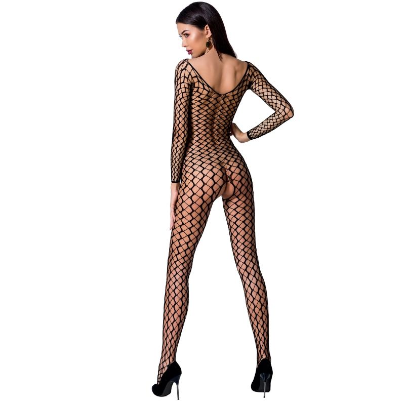 Bodystocking a Rete Passion BS068 — Apertura Cavallo, Nero