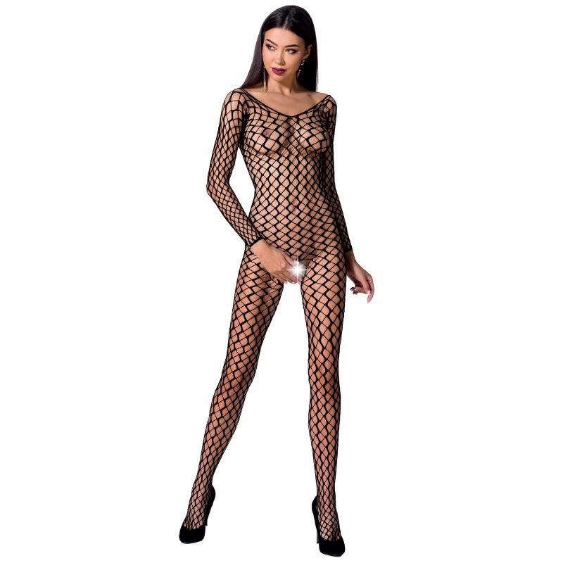 Bodystocking a Rete Passion BS068 — Apertura Cavallo, Nero