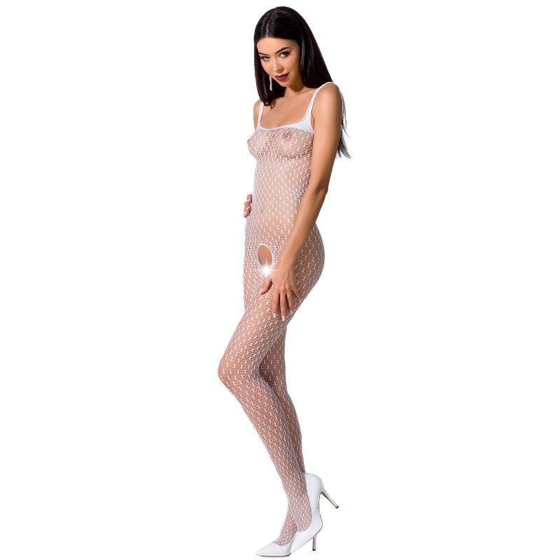 Bodystocking a Rete Passion BS071 — Con Apertura, Bianco