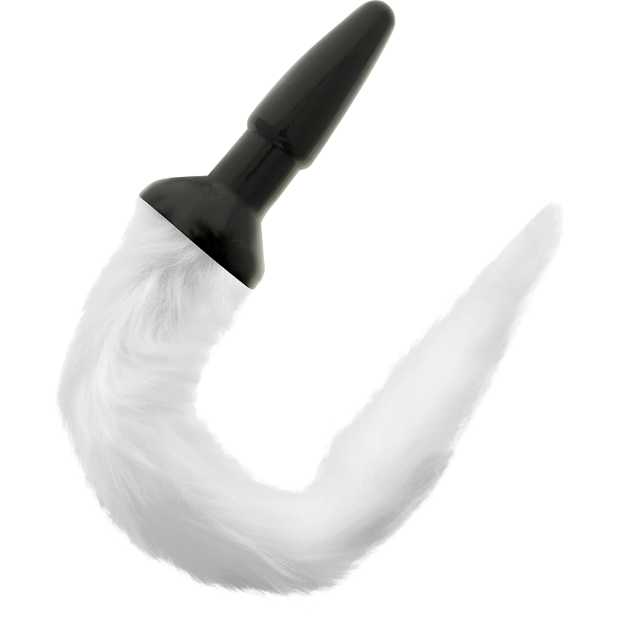 Plug Anale con Coda Pelosa Darkness — Silicone, Bianco