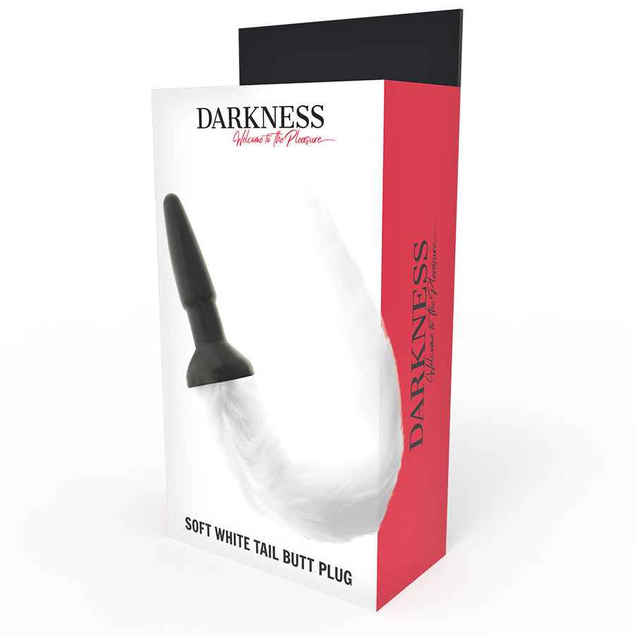 Plug Anale con Coda Pelosa Darkness — Silicone, Bianco