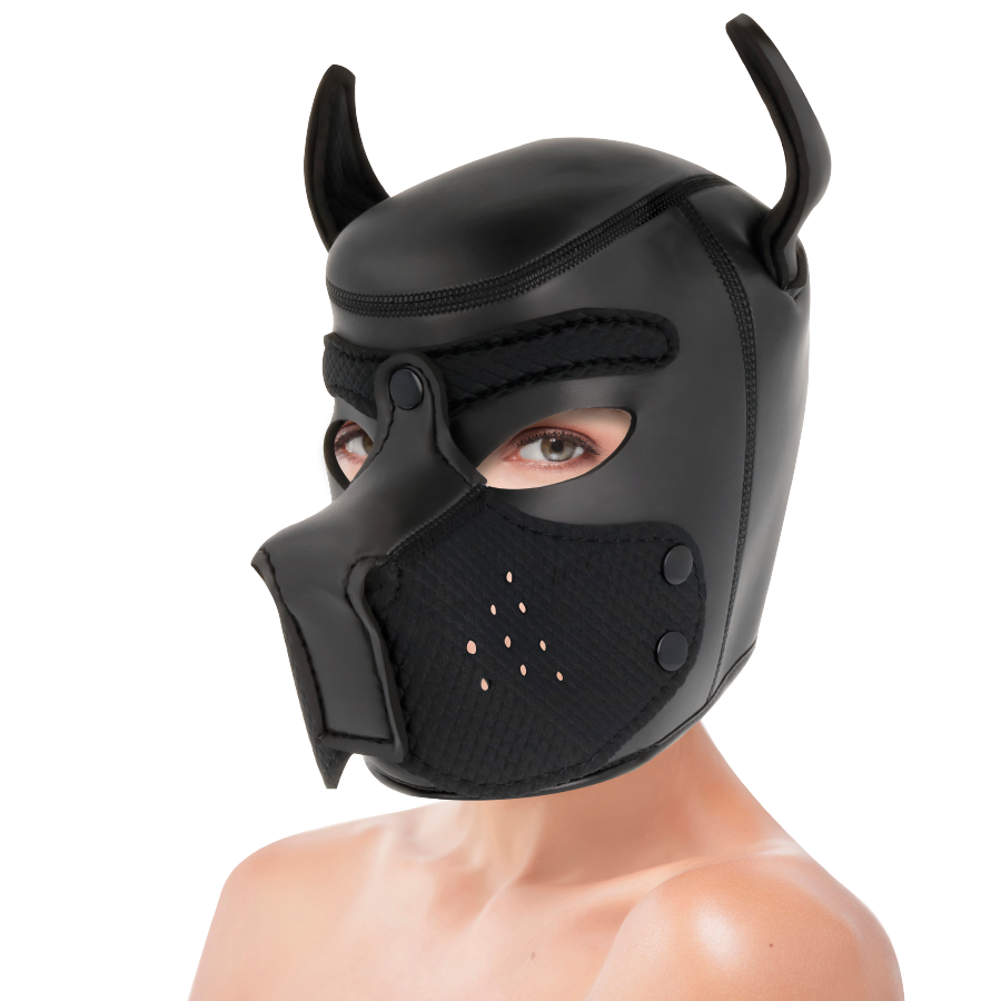Maschera Petplay BDSM Darkness — Neoprene con Muserola, Taglia L