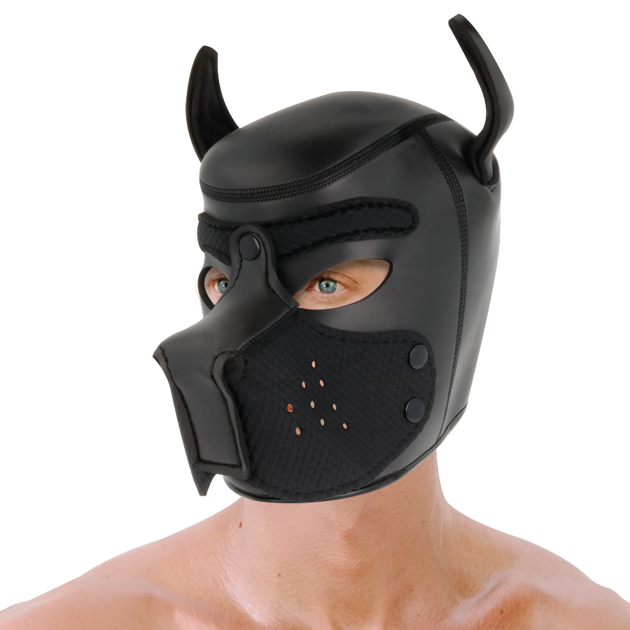 Maschera Petplay BDSM Darkness — Neoprene con Muserola, Taglia L