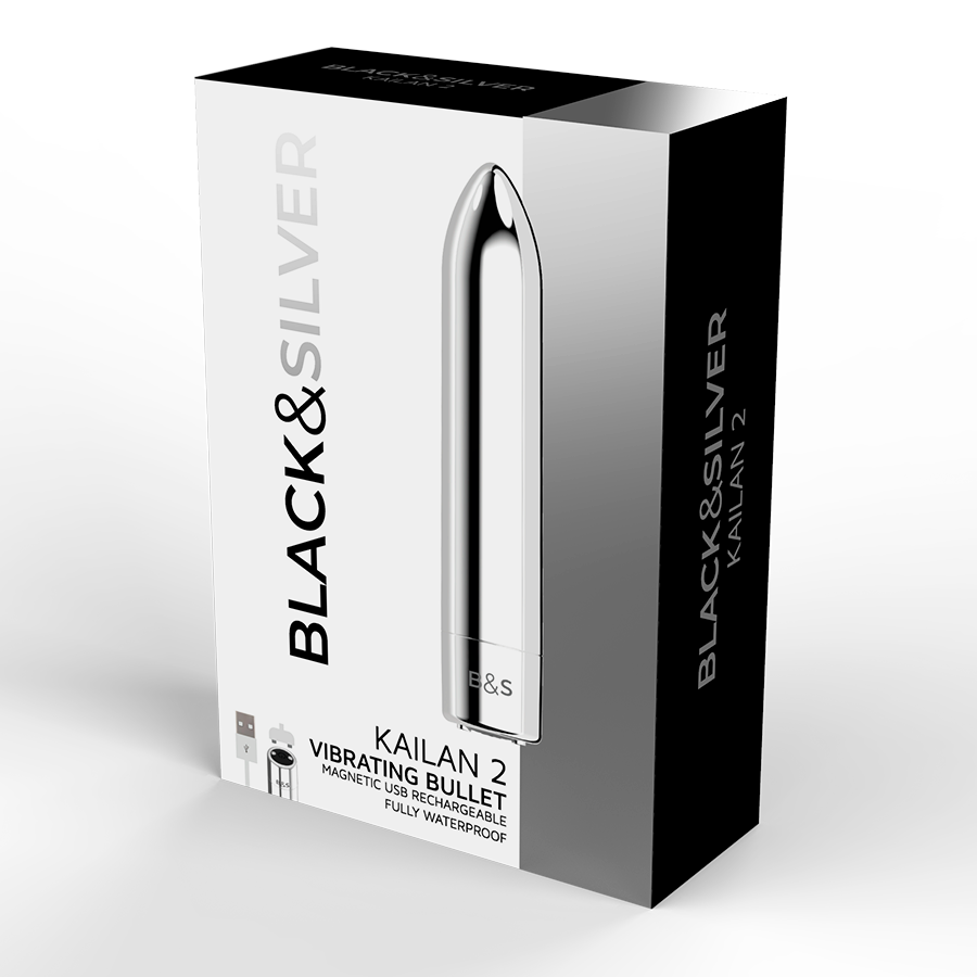 Uovo Vibrante Magnetico Black&Silver Kailan 2 — Argento