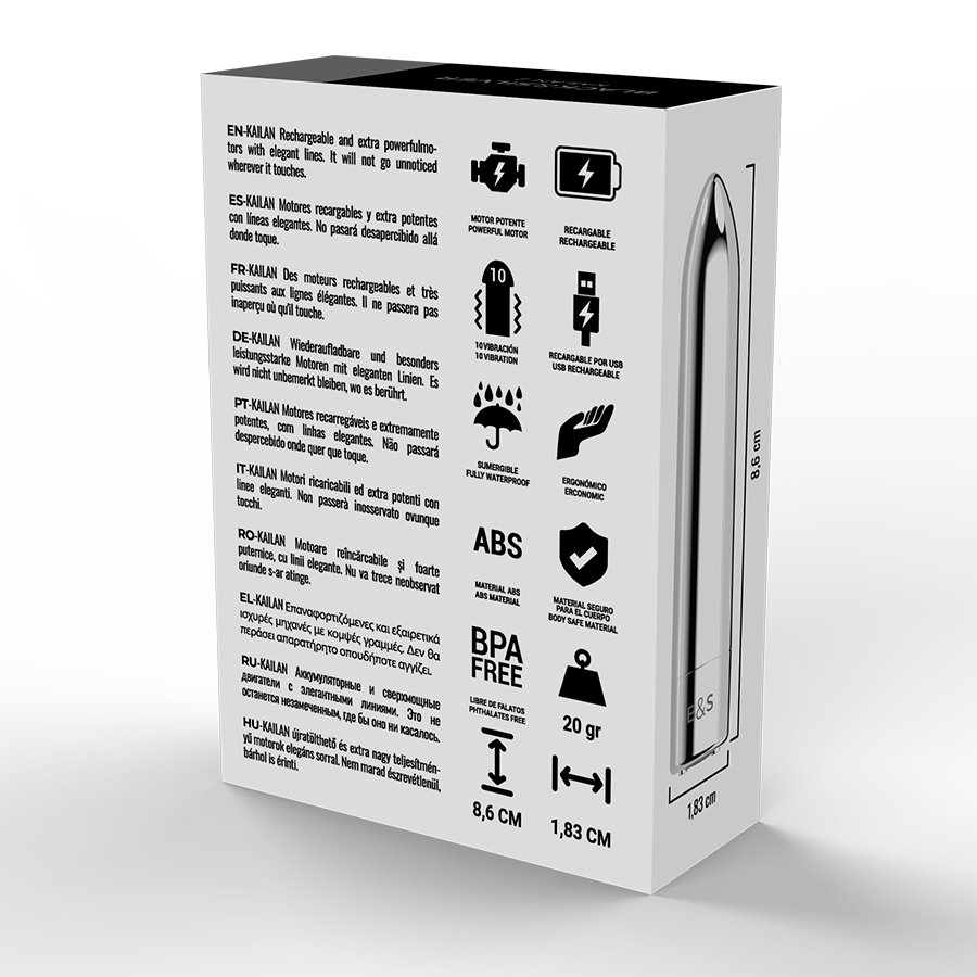 Uovo Vibrante Magnetico Black&Silver Kailan 2 — Argento