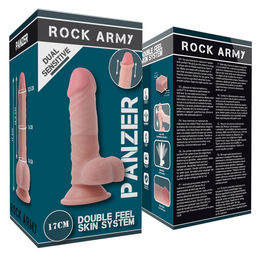 Dildo Realistico Dual Density Rockarmy Panzer — 17 cm