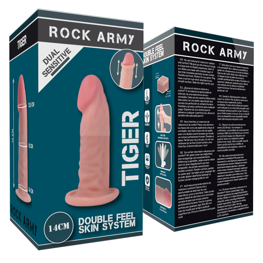 Dildo Realistico Dual Density Rock Army Tiger — 14 cm