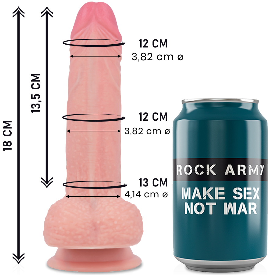 Dildo Realistico Rock Army Mustang — Silicone Liquido 18 cm