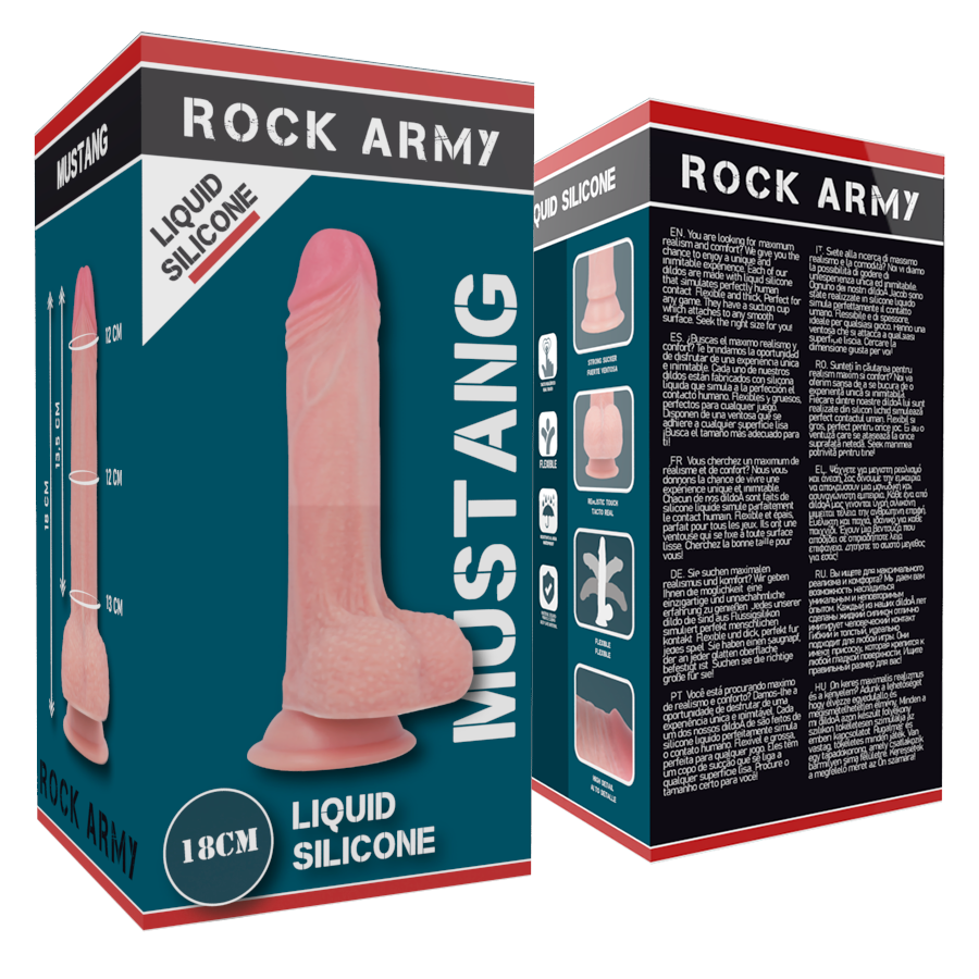 Dildo Realistico Rock Army Mustang — Silicone Liquido 18 cm
