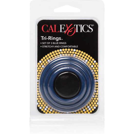 Anelli Fallici Vibranti Calexotics Tri-Ring — Set 3 Misure, Blu