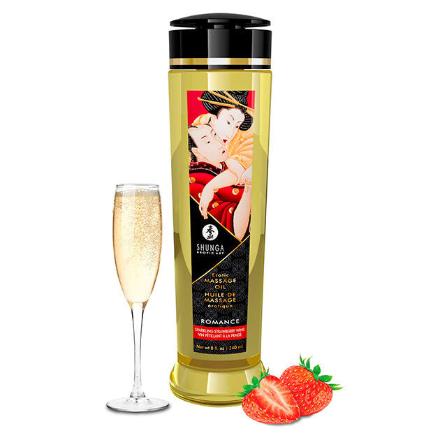 Olio da Massaggio Erotico Shunga — Fragola e Cava, 240 ml